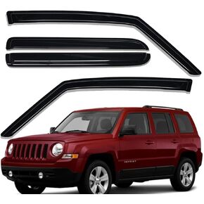 Lightronic WV94359 Outside-Mount Side Window Visor Deflector Rain Guard, Dark Smoke, 4-Pieces Set, Fits 2007-2018 Jeep Patriot