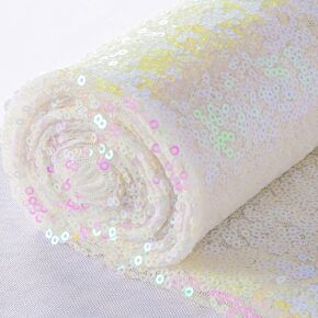 ShinyBeauty Xmas Sparkly Decoration Sequin Fabric Mesh Fabric for Evening Dress Clothing Backdrop Curtain (1 Yard, Black)