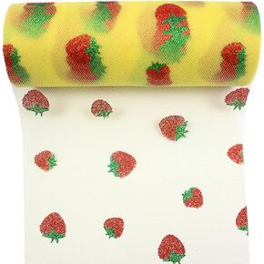 Shiny Strawberry Glitter Tulle Rolls 6 inch x 10 Yards (30 feet) Black Color for Table Runner Chair Sash Bow Pet Tutu Skirt Sewing Crafting Fabric Wedding Birthday Ribbon (Black)
