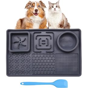 Dog Lick Mat, Dog Slow Feeder Bowl Mat, Dog Cat Licking Pad for Butter Yogurt Peanut Frozen Food, Dog Treats Feed Mat for Anxiety Relief, Dog Puzzle Enrichment Toys Silicone (Green, 11.9"x7.9")