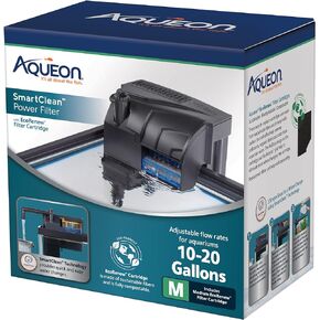 Aqueon Aquarium Fish Tank SmartClean Power Filter with EcoRenew Filter Cartridge, 10-20 Gallons