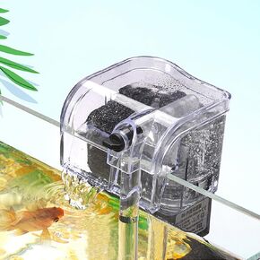 HIERYAN Fish Tank Filter Aquarium Hang on Filter, External Fish Tank Filter, Small Submersible Hanging Fish Filter for 2 to 9 Gallons Tank