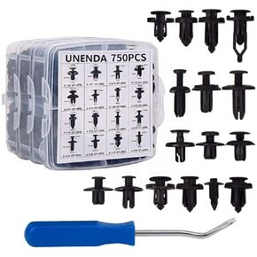 Car Push Retainer Clips 750pcs with 16Most Popular Push Pins for Automotive Parts Sizes Auto Push Pin Screw Clips with Blue Fastener Remover Tool for Toyota GM Ford Honda Acura Chrysler
