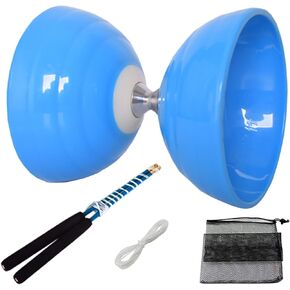 Chinese yoyo Diabolo Set- Triple Bearings Diabolo Chinese Yo-yos Juggling Toys Colorful Diabolo with Diablo Sticks, Diabolo String&Net Bag (Blue)