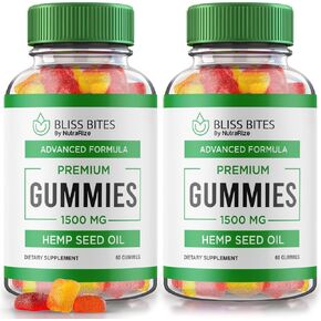 (عبوتان) علكات Bliss Bites، علكات Bliss Bites Hemp، مكمل Bliss Bites، قطع Bliss Bites للهدوء، الانغماس اليومي في الاسترخاء، تقييمات BlissBites (120 علكة)