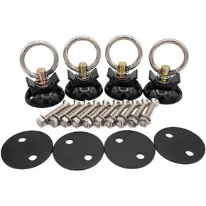Mytee Products 22 Pieces Black L-Track Tie Down Kit with 2" Round Anchor Point for Trucks or Trailers to Tie Down Your Boat, UTV, ATV, Motorcycle, Lawnmower