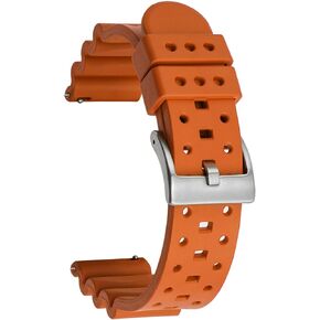 Fluororubber Watch Band Quick Release Diver FKM Rubber Watch Strap 18mm 20mm 22mm 24mm Ventilated Soft Durable Universal Smartwatch Band Replacement Strap for Men & Women