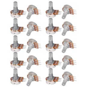 WH148 Single-Joint Potentiometer 10K B10K Variable Resistors 15mm Shaft 3Pins 10K Ohm Potentiometer, 20PCS