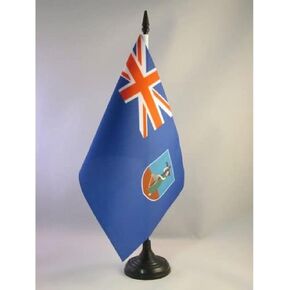 AZ FLAG Montserrat Table Flag 5'' x 8'' - Montserratian - English Desk Flag 21 x 14 cm - Black Plastic Stick and Base