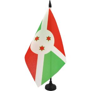 AZ FLAG Burundi Table Flag 5'' x 8'' - Burundian Desk Flag 21 x 14 cm - Black Plastic Stick and Base