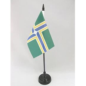 AZ FLAG Portland City Table Flag 4'' x 6'' - Oregon - USA Desk Flag 15 x 10 cm - Black Plastic Stick and Base