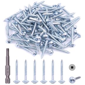 Hilitchi #8 Alloy Steel Zinc Pocket Hole Screws Weather Resistant Square Drive Screws with Square Drive (1 1/2 Inch Coarse Thread-160PCS)