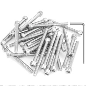 88 Pieces M5 x 20mm /25mm /30mm /35mm /40mm, Hex Socket Head Cap Screws Bolts Washers Nuts Kit with Hex Wrench, 304 Stainless Steel