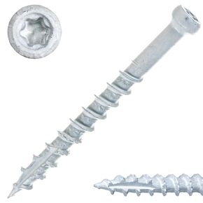#8 x 1-5/8" Saberdrive White Trim Screws 1 LB, Approx. 221 Pieces, Durable Wood Screws, Serrated Thread for Secure Fastening, Avoid Cam Out