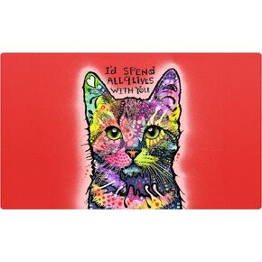 مفرش طعام Drymate للحيوانات الأليفة، تصميمات Dean Russo، بساط طعام للكلاب، بساط طعام للقطط، تقنية Zorb-Tech المضادة للتدفق لحماية السطح (صنع في الولايات المتحدة الأمريكية) (12 بوصة × 20 بوصة، 9 أرواح) in Kuwait