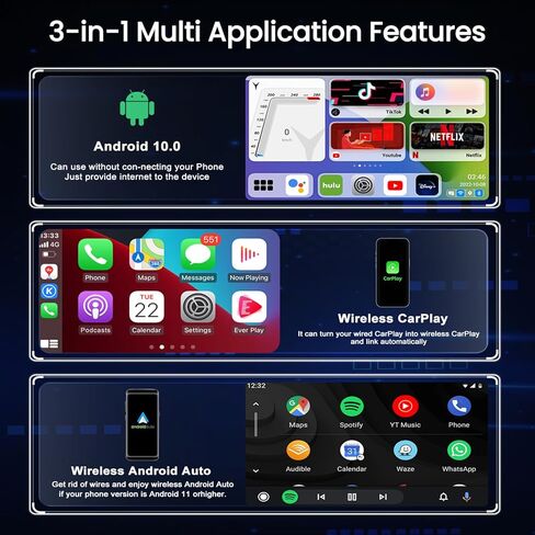 صندوق فيديو الوسائط المتعددة MMB MAX 3.0 سعة 8+128 جيجابايت مع منفذ HDMI ومحول CarPlay اللاسلكي صندوق Magic 2.0 Ai Box، نظام أندرويد مخصص للغاية لتشغيل الفيديو عبر الإنترنت مدمج في Google Play Store TV Box in Kuwait
