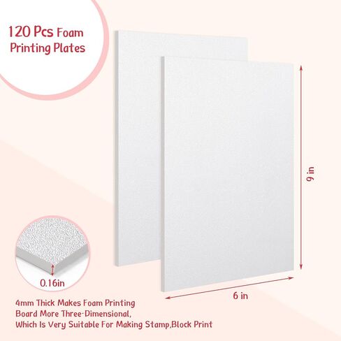 120 Pcs 4 mm Thick Foam Boards 6 x 9 Inches Foam Printing Plates White Foam Paper Handicraft Foam Sheets for DIY Project, Card Making, Scrap Booking, Crafting, Printing, Stamp, Classroom in Saudi Arabia