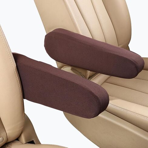 Car Front Seat Armrest Covers - Cloth Fabric Protectors, Universal Accessories for SUV, Truck, and Van, Replacement Elastic Protective Arm Rest Pair, Interior for Cars, Trucks, and SUVs (Beige) in Kuwait