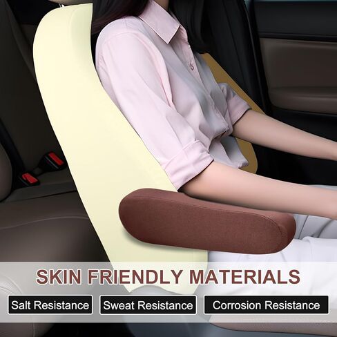 Car Front Seat Armrest Covers - Cloth Fabric Protectors, Universal Accessories for SUV, Truck, and Van, Replacement Elastic Protective Arm Rest Pair, Interior for Cars, Trucks, and SUVs (Beige) in Kuwait