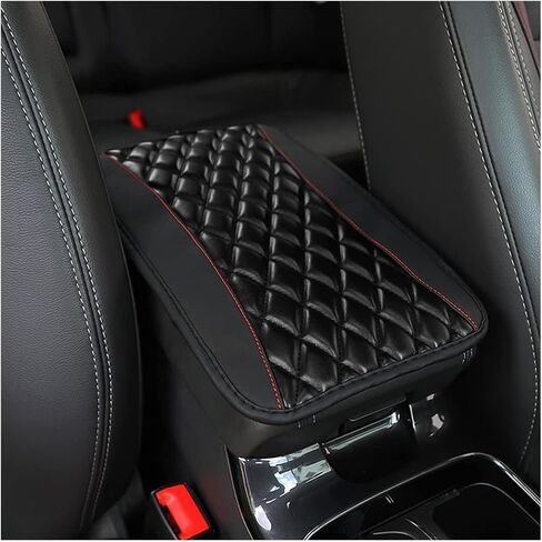 Car Center Console Cushion Pad, Universal Leather Waterproof Armrest Seat Box Cover Protector,Comfortable Car Decor Accessories Fit for Most Cars, Vehicles, SUVs (Red) in Saudi Arabia