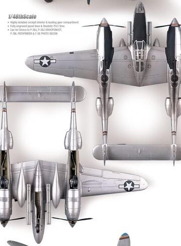أكاديمية #12282 P-38 مجموعة نماذج بلاستيكية لايتنينج، مقياس 1/48 in Saudi Arabia