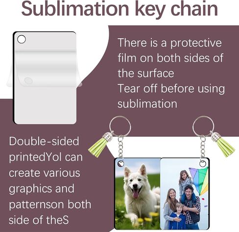 15 PCS sublimation keychain blanks with Tassels Double Sided MDF sublimation keychains blanks bulk (WHITE, Rectangular) in Saudi Arabia