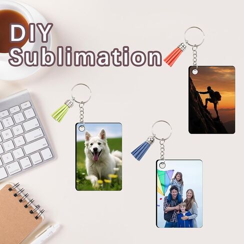 15 PCS sublimation keychain blanks with Tassels Double Sided MDF sublimation keychains blanks bulk (WHITE, Rectangular) in Saudi Arabia