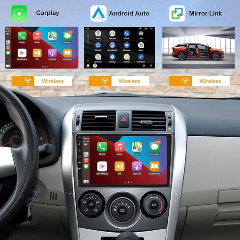 راديو ستيريو للسيارة من Leadfan Android لسيارة Toyota Corolla 2008 2009 2010 2011 2012 Wireless CarPlay Android شاشة تعمل باللمس التلقائي مع نظام ملاحة GPS مدمج واي فاي وصلة مرآة / بلوتوث / SWC/FM/WiFi/USB in Kuwait