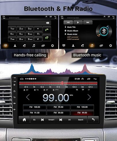 راديو ستيريو للسيارة من Leadfan Android لسيارة Toyota Corolla 2008 2009 2010 2011 2012 Wireless CarPlay Android شاشة تعمل باللمس التلقائي مع نظام ملاحة GPS مدمج واي فاي وصلة مرآة / بلوتوث / SWC/FM/WiFi/USB in Kuwait