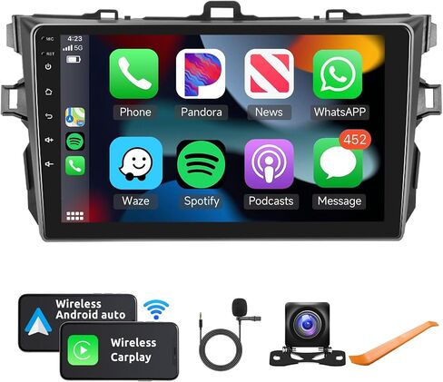 2+64G for Toyota Corolla 2009-2013 Android Car Stereo Radio with Wireless Carplay Android Auto, 9 Inch Touch Screen GPS Navigation Head Unit Support WiFi Bluetooth FM SWC Mirror Link HD Camera in Saudi Arabia