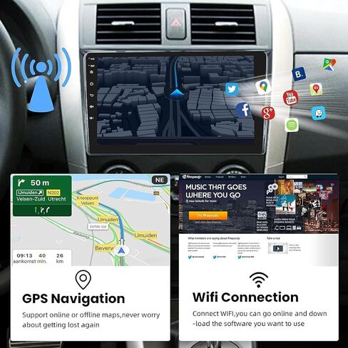 2+64G for Toyota Corolla 2009-2013 Android Car Stereo Radio with Wireless Carplay Android Auto, 9 Inch Touch Screen GPS Navigation Head Unit Support WiFi Bluetooth FM SWC Mirror Link HD Camera in Saudi Arabia