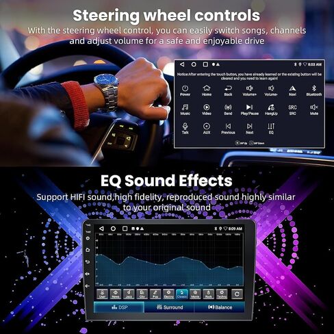 2+64G for Toyota Corolla 2009-2013 Android Car Stereo Radio with Wireless Carplay Android Auto, 9 Inch Touch Screen GPS Navigation Head Unit Support WiFi Bluetooth FM SWC Mirror Link HD Camera in Saudi Arabia