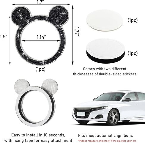 Augeny Bling Car Engine Start Button Cover, Rhinestone Key Ignition Knob Ring, Sparkling Push to Start Button Sticker for Women, Universal Car Accessories for Interior Decoration (1PC, AB) in Saudi Arabia