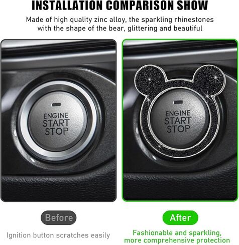 Augeny Bling Car Engine Start Button Cover, Rhinestone Key Ignition Knob Ring, Sparkling Push to Start Button Sticker for Women, Universal Car Accessories for Interior Decoration (1PC, AB) in Saudi Arabia