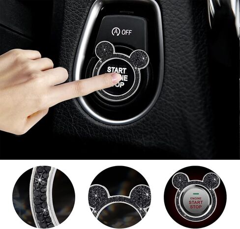 Augeny Bling Car Engine Start Button Cover, Rhinestone Key Ignition Knob Ring, Sparkling Push to Start Button Sticker for Women, Universal Car Accessories for Interior Decoration (1PC, AB) in Saudi Arabia