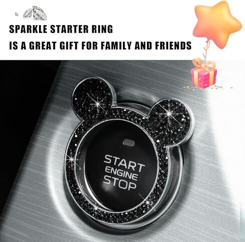 Augeny Bling Car Engine Start Button Cover, Rhinestone Key Ignition Knob Ring, Sparkling Push to Start Button Sticker for Women, Universal Car Accessories for Interior Decoration (1PC, AB) in Saudi Arabia