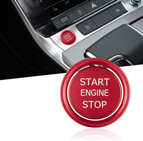 TOMALL Aluminum Engine Start Stop Push Button Cover Trim Compatible with Audi A3 A4 A5 A7 A8 Q5 S3 S5 S6 S7 Car Engine Ignition Start Button Cap Surrounding Trim Ring Decoration (Red) in Saudi Arabia