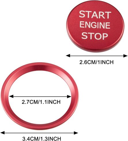 TOMALL Aluminum Engine Start Stop Push Button Cover Trim Compatible with Audi A3 A4 A5 A7 A8 Q5 S3 S5 S6 S7 Car Engine Ignition Start Button Cap Surrounding Trim Ring Decoration (Red) in Saudi Arabia