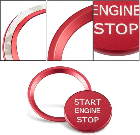 TOMALL Aluminum Engine Start Stop Push Button Cover Trim Compatible with Audi A3 A4 A5 A7 A8 Q5 S3 S5 S6 S7 Car Engine Ignition Start Button Cap Surrounding Trim Ring Decoration (Red) in Saudi Arabia