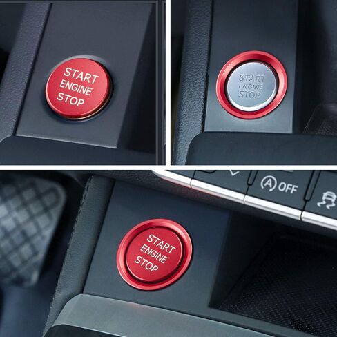TOMALL Aluminum Engine Start Stop Push Button Cover Trim Compatible with Audi A3 A4 A5 A7 A8 Q5 S3 S5 S6 S7 Car Engine Ignition Start Button Cap Surrounding Trim Ring Decoration (Red) in Saudi Arabia
