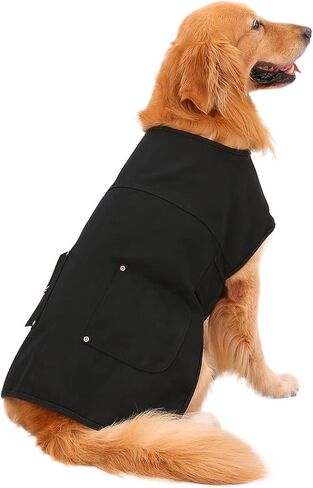 HDE Canvas Dog Vest Waterproof Jacket Cold Weather Coats for S-XL Dogs Black - S in Saudi Arabia