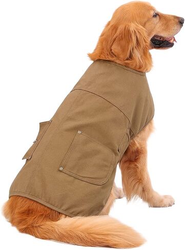 HDE Canvas Dog Vest Waterproof Jacket Cold Weather Coats for S-XL Dogs Black - S in Saudi Arabia