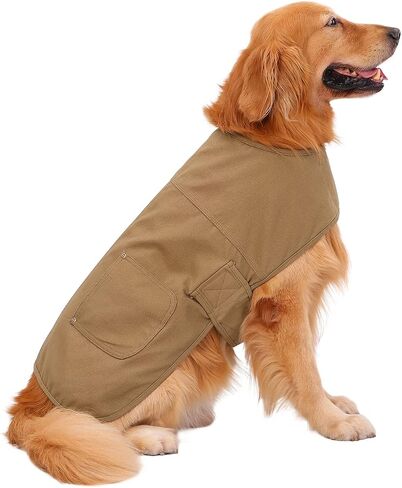 HDE Canvas Dog Vest Waterproof Jacket Cold Weather Coats for S-XL Dogs Black - S in Saudi Arabia