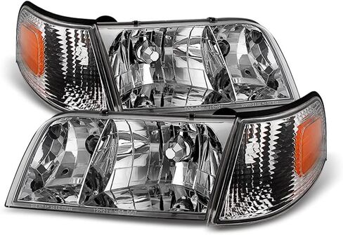 ACANII-For 1998-2011 Ford Crown Victoria المصابيح الأمامية المصابيح الأمامية + أضواء إشارة وقوف السيارات الزاوية سائق + الركاب in Saudi Arabia