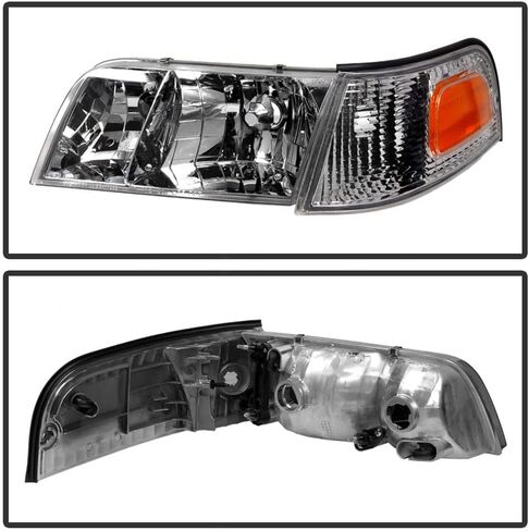 ACANII-For 1998-2011 Ford Crown Victoria المصابيح الأمامية المصابيح الأمامية + أضواء إشارة وقوف السيارات الزاوية سائق + الركاب in Kuwait
