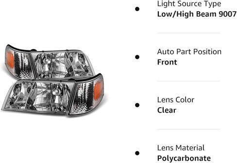 ACANII-For 1998-2011 Ford Crown Victoria المصابيح الأمامية المصابيح الأمامية + أضواء إشارة وقوف السيارات الزاوية سائق + الركاب in Kuwait