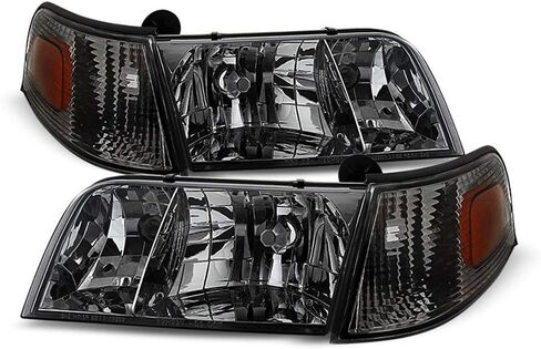 ACANII-For 1998-2011 Ford Crown Victoria المصابيح الأمامية المصابيح الأمامية + أضواء إشارة وقوف السيارات الزاوية سائق + الركاب in Saudi Arabia