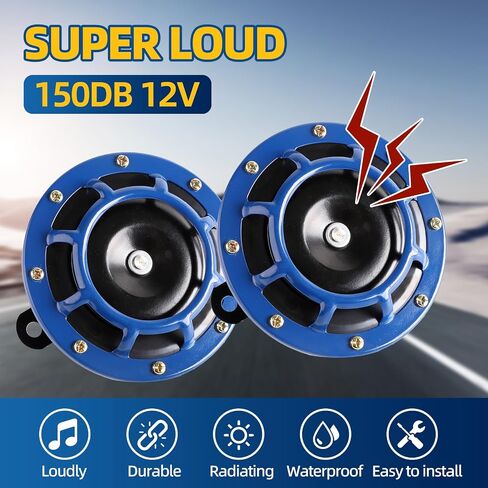Car Horn High/Low pitched Car Horn Kit Truck Motorcycle Train Horn 12V 130 dB (red) in Saudi Arabia