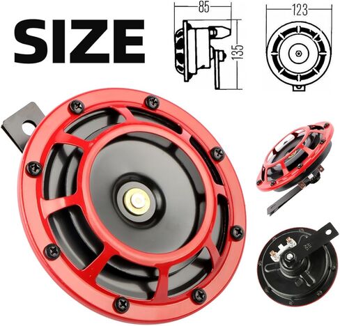 Car Horn High/Low pitched Car Horn Kit Truck Motorcycle Train Horn 12V 130 dB (red) in Saudi Arabia