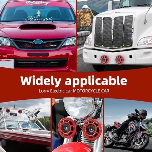 Car Horn High/Low pitched Car Horn Kit Truck Motorcycle Train Horn 12V 130 dB (red) in Saudi Arabia